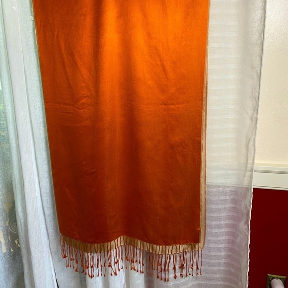 Ann Taylor Accessories - Ann Taylor 100% Silk Orange Wrap/ Scarf/ Throw With Fringe
